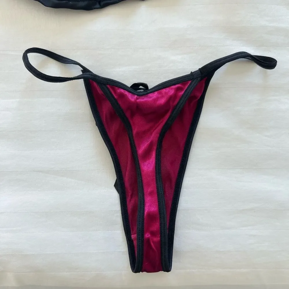 Velour Corset and Matching Thong Panties Set XS